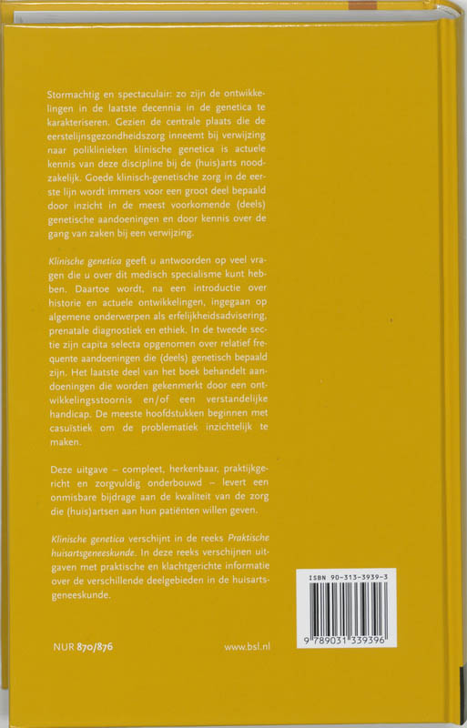 Achterkant van Klinische genetica