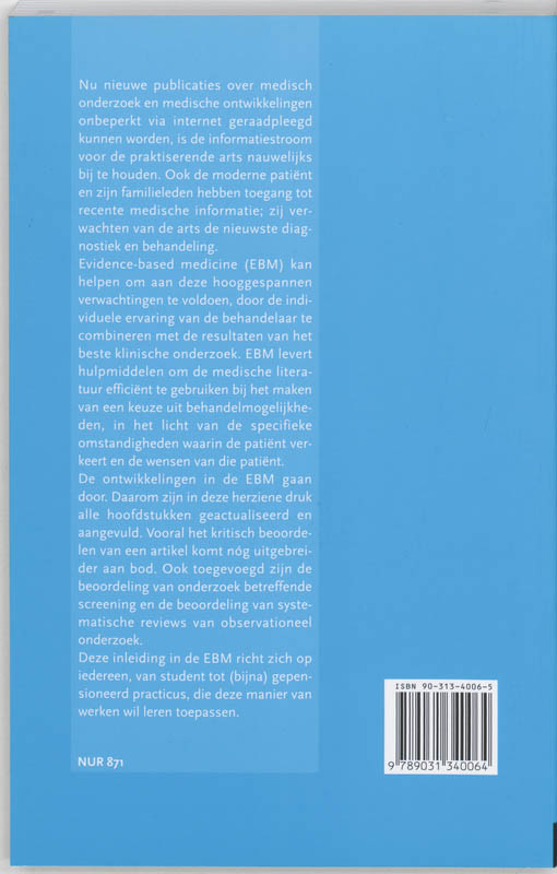 Achterkant van Inleiding in evidence-based medicine