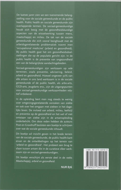 Achterkant van Sociale geneeskunde of public health