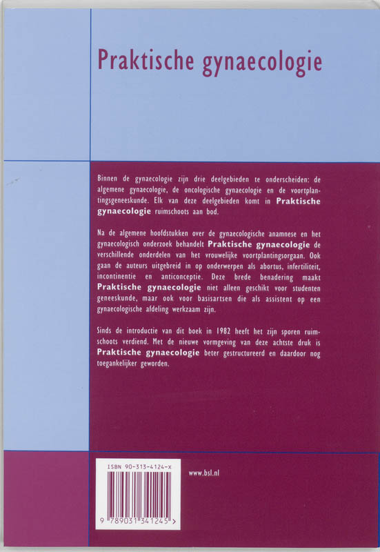 Achterkant van Praktische gynaecologie