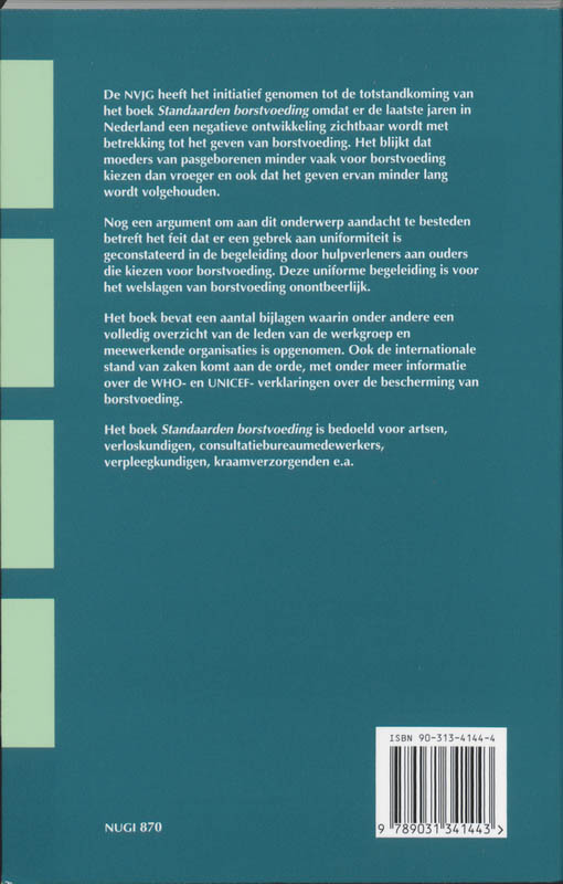 Achterkant van Standaarden advisering borstvoeding