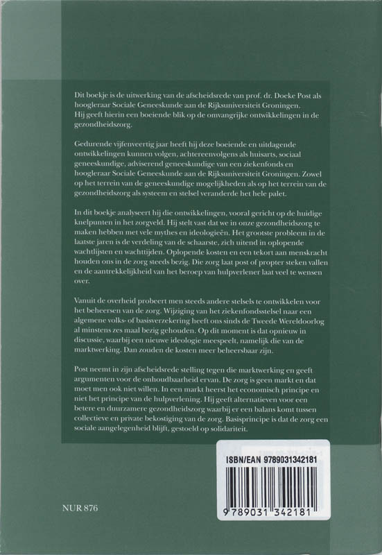 Achterkant van Een spannende toekomst voor zorg en zekerheid