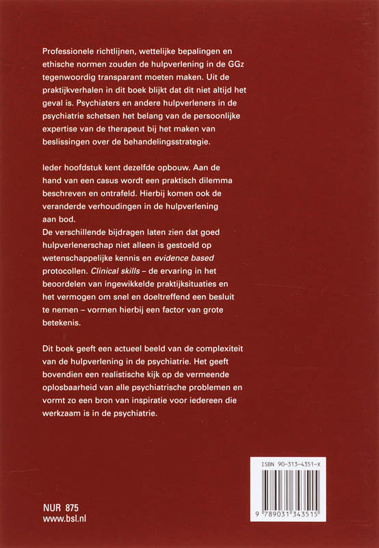Achterkant van Dilemma's in de psychiatrische praktijk