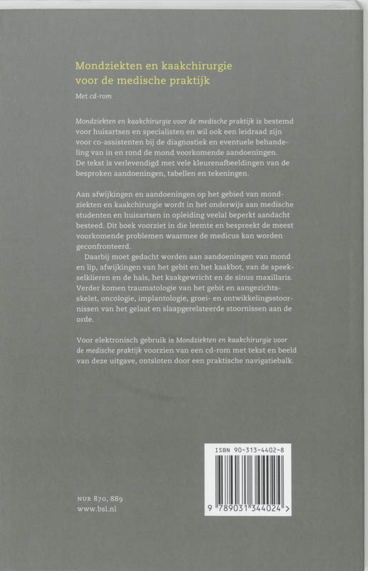 Achterkant van Mondziekten en kaakchirurgie voor de medische praktijk