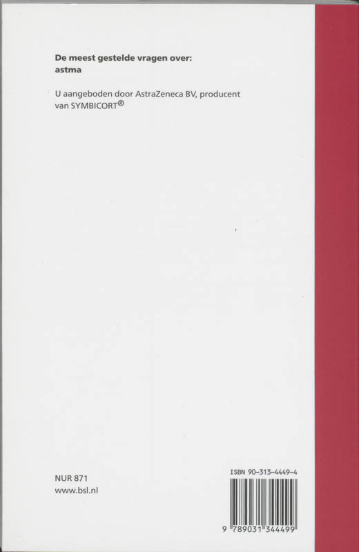 Achterkant van Meest gestelde vragen over astma