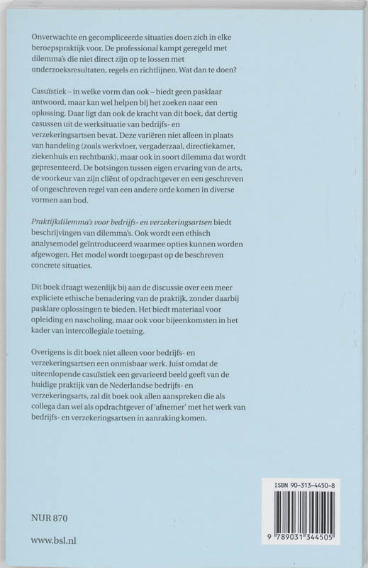 Achterkant van Praktijkdilemma's voor bedrijfs- en verzekeringsartsen