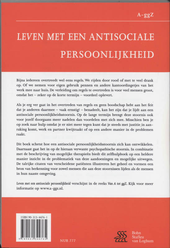Achterkant van Leven met een antisociale persoonlijkheid