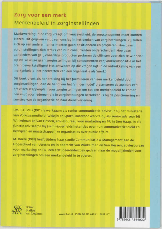 Achterkant van Zorg voor een merk