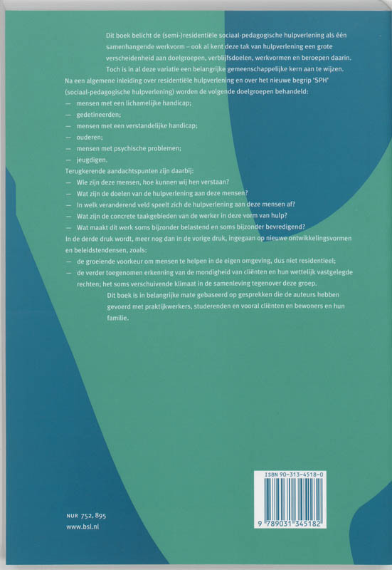 Achterkant van Doelgroepen in (semi-)residentiele sociaalpedagogische hulpverlening