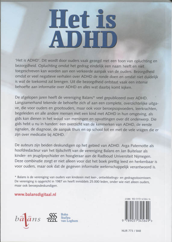 Achterkant van Het is ADHD