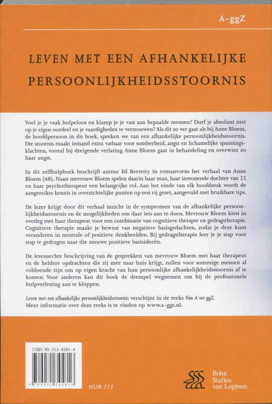 Achterkant van Leven met een afhankelijke persoonlijkheidsstoornis