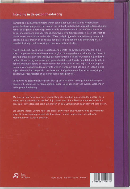 Achterkant van Inleiding in de gezondheidszorg