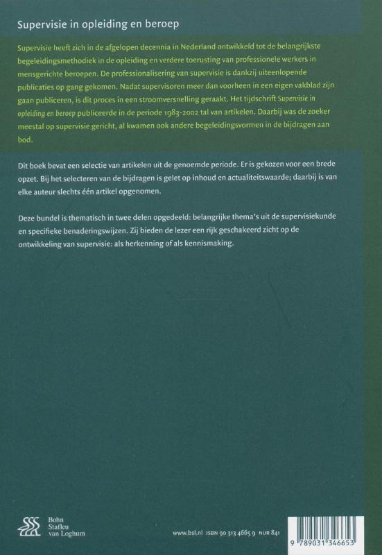 Achterkant van Supervisie in opleiding en beroep
