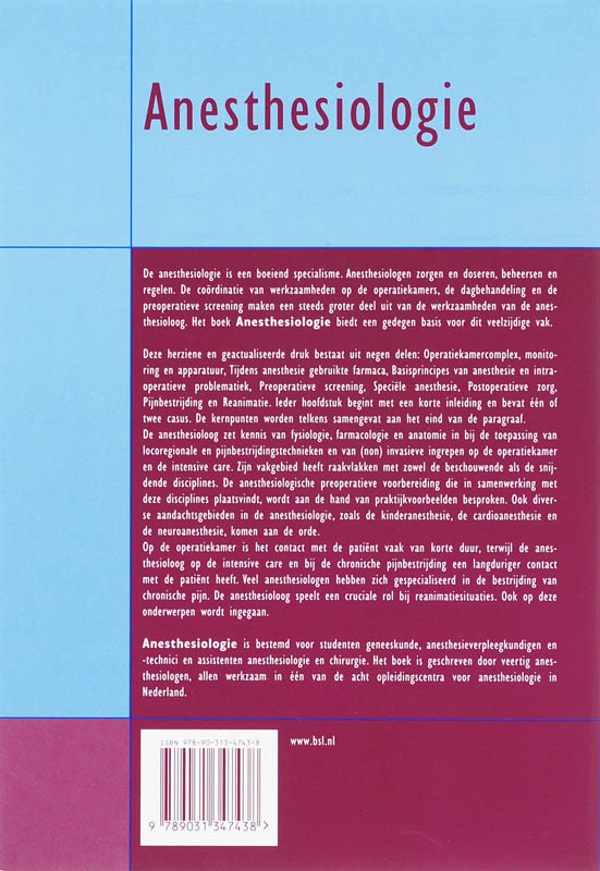 Achterkant van Anesthesiologie
