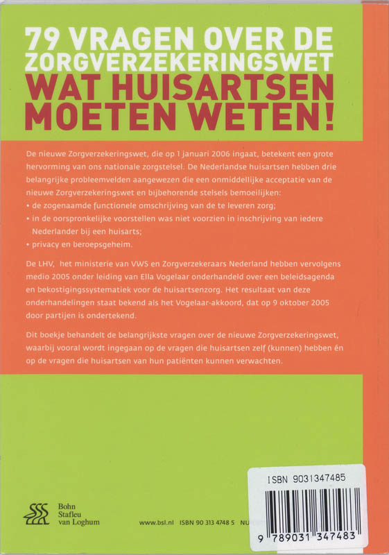 Achterkant van 79 vragen over de zorgverzekeringswet