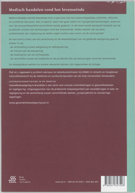 Achterkant van Medisch handelen rond het levenseinde