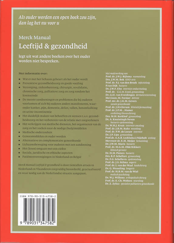 Achterkant van Merck Manual Leeftijd en gezondheid