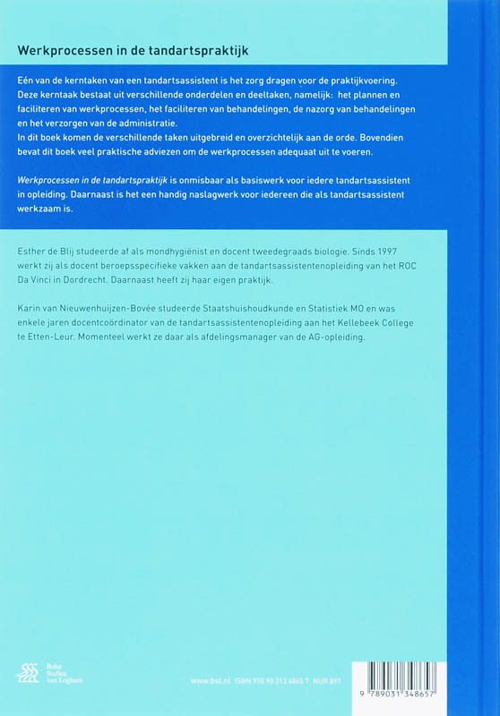 Achterkant van Werkprocessen in de tandartspraktijk