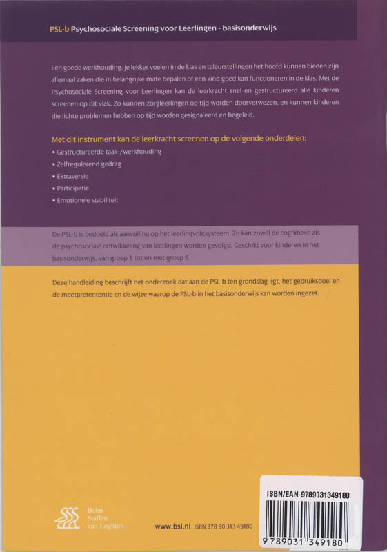 Achterkant van Handleiding Psychosociale Screening voor leerlingen - basisonderwijs