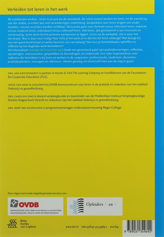 Achterkant van Verleiden tot leren in het werk