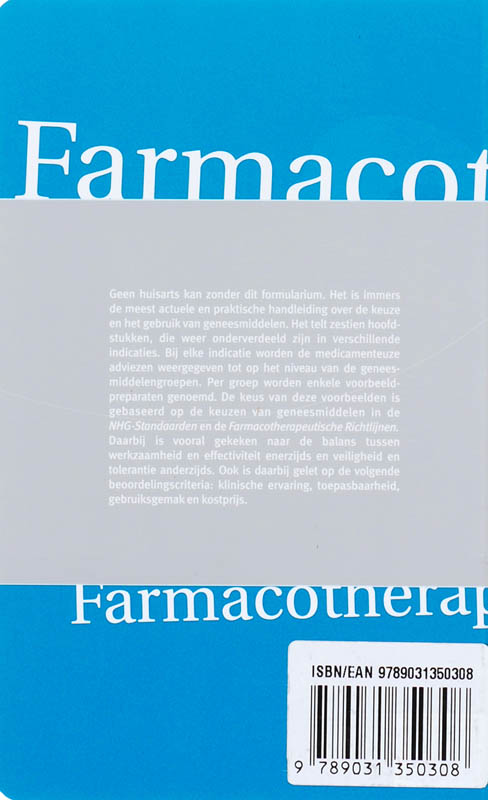 Achterkant van formularium 2008
