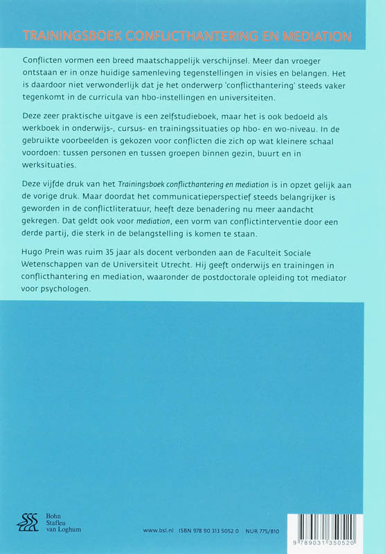 Achterkant van Trainingsboek conflicthantering en mediation