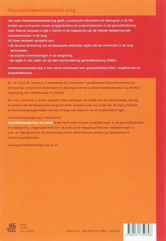 Achterkant van Overeenkomstenstelsel zorg