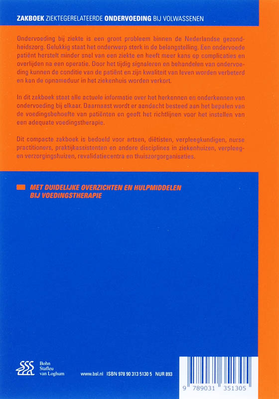 Achterkant van Zakboek ziektegerelateerde ondervoeding bij volwassenen