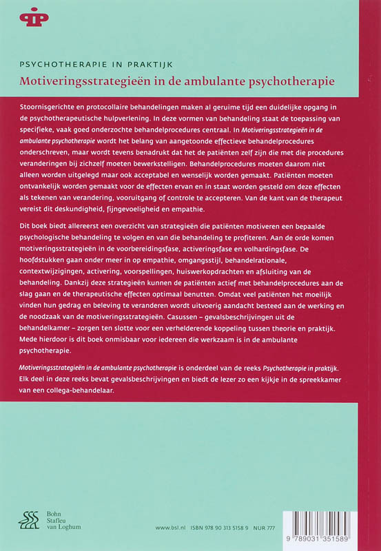 Achterkant van Motiveringsstrategieen in de ambulante psychotherapie