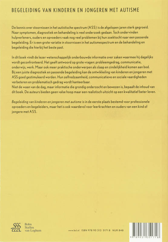 Achterkant van Begeleiding van kinderen en jongeren met autisme