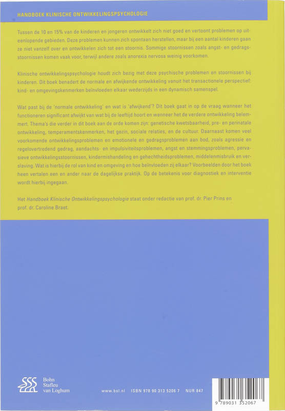 Achterkant van Handboek Klinische Ontwikkelingspsychologie