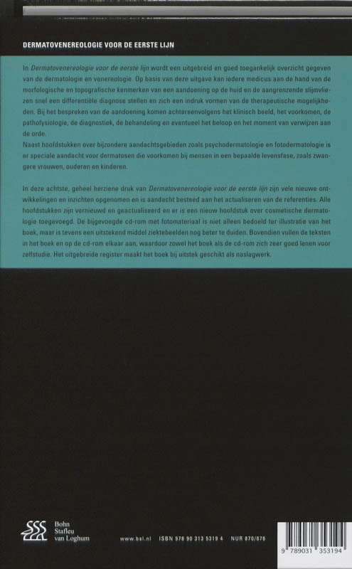 Achterkant van Dermatovenereologie voor de eerste lijn