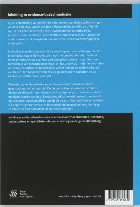Achterkant van Inleiding evidence-based medicine