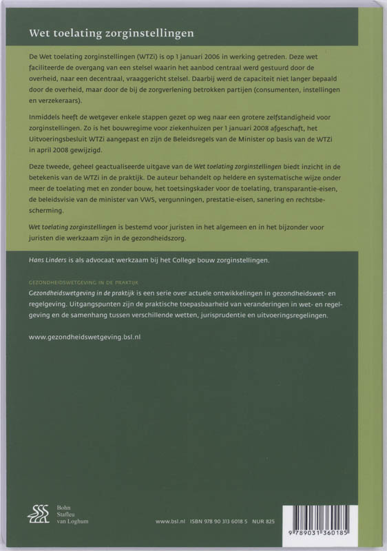 Achterkant van Wet toelating zorginstellingen