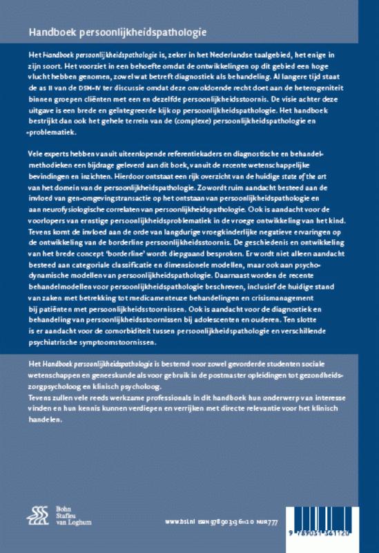 Achterkant van Handboek persoonlijkheidspathologie