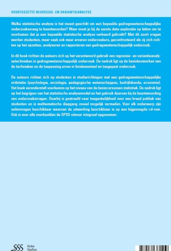 Achterkant van Voortgezette regressie- en variantieanalyse