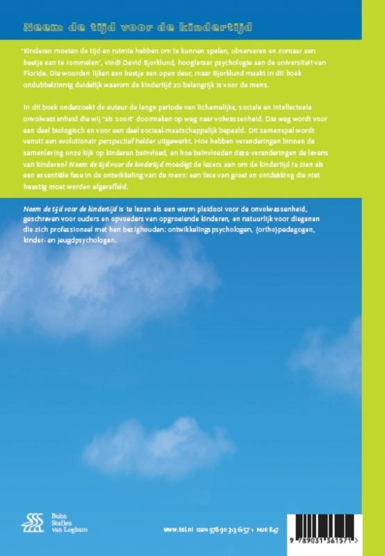 Achterkant van Neem de tijd voor de kindertijd