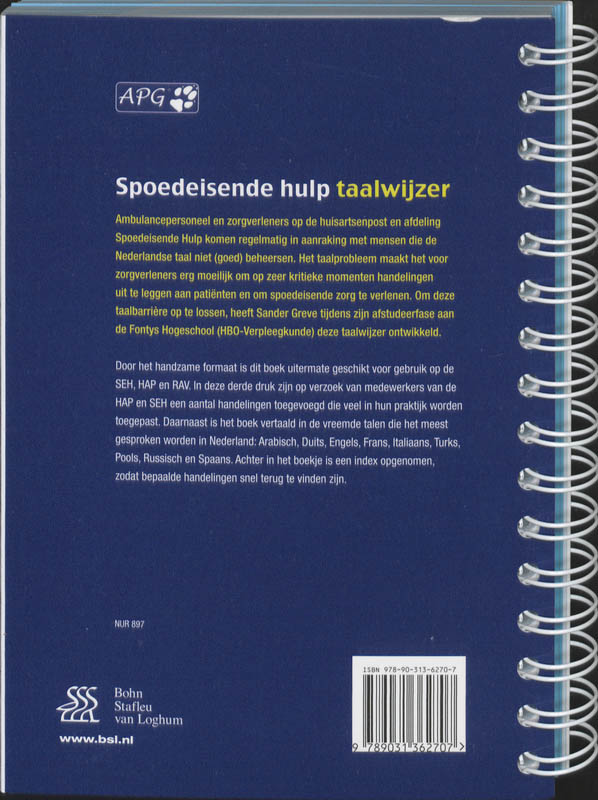 Achterkant van Spoedeisende hulp Taalwijzer