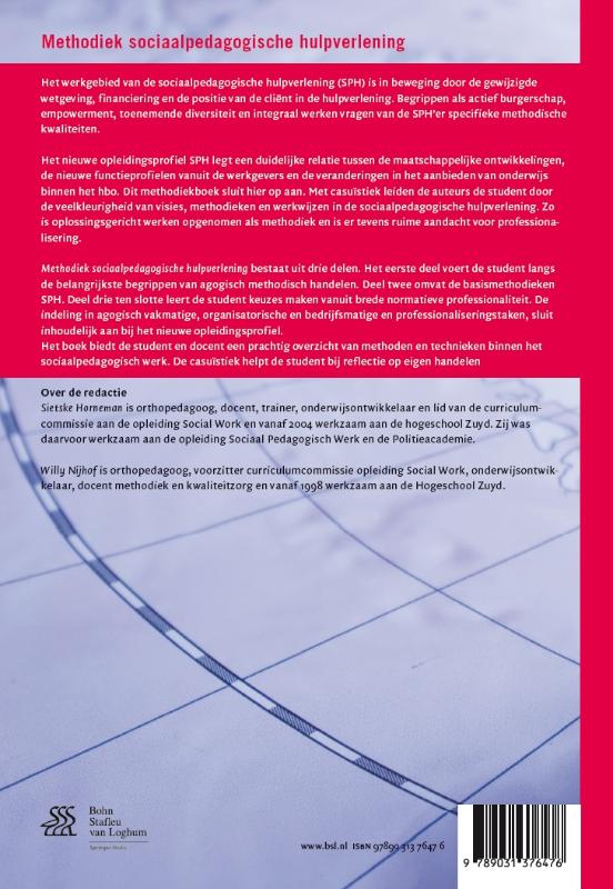 Achterkant van Methodiek sociaalpedagogische hulpverlening