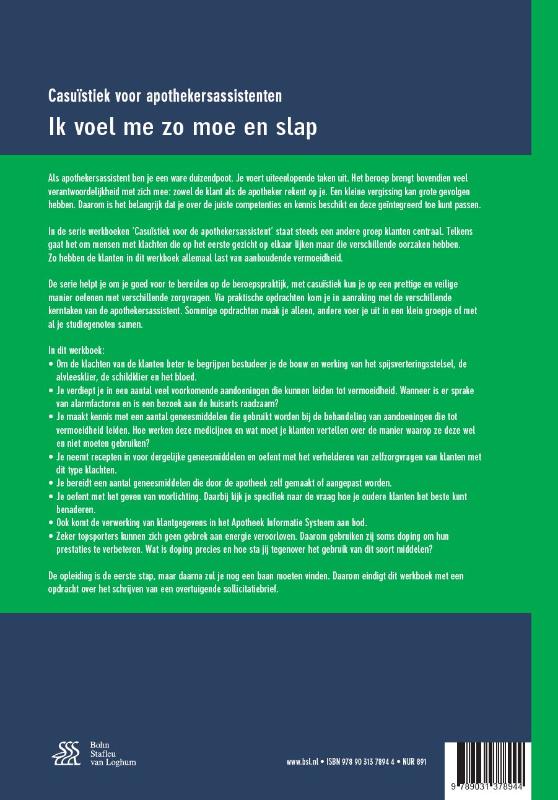 Achterkant van Ik voel me zo moe en slap
