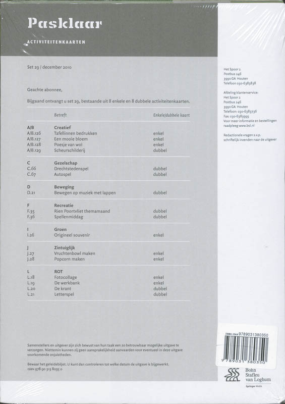 Achterkant van Pasklaar Activiteitenkaarten set 29