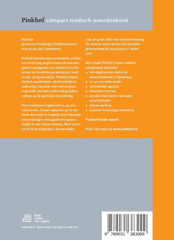 Achterkant van Pinkhof Compact medisch woordenboek