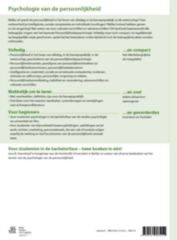 Achterkant van Psychologie van de persoonlijkheid