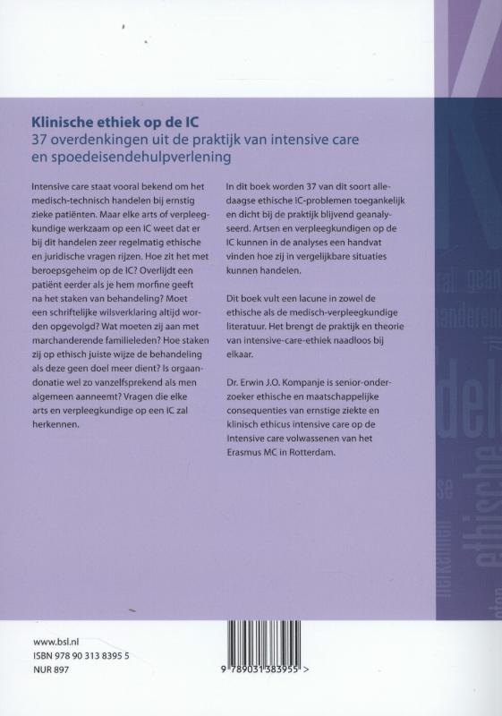 Achterkant van Klinische ethiek op de IC