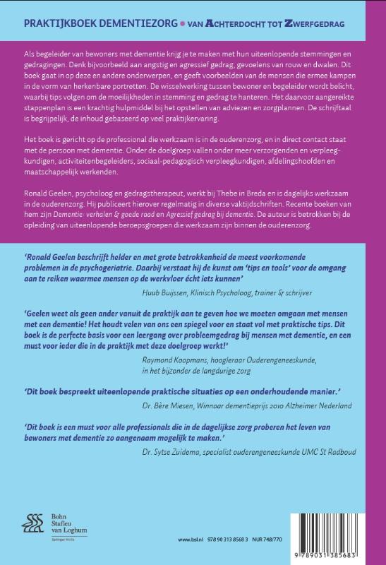 Achterkant van Praktijkboek dementiezorg