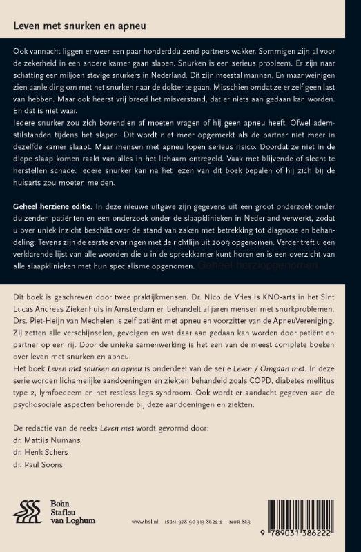 Achterkant van Leven met snurken en apneu