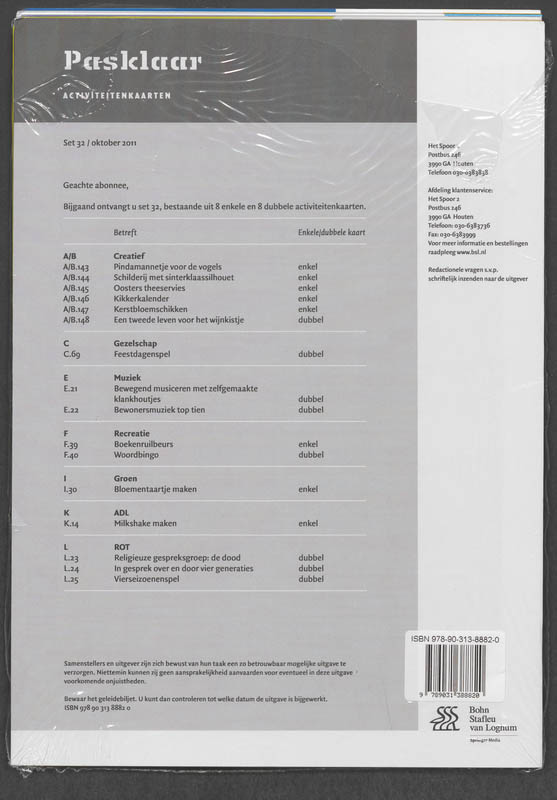 Achterkant van Activiteitenkaarten