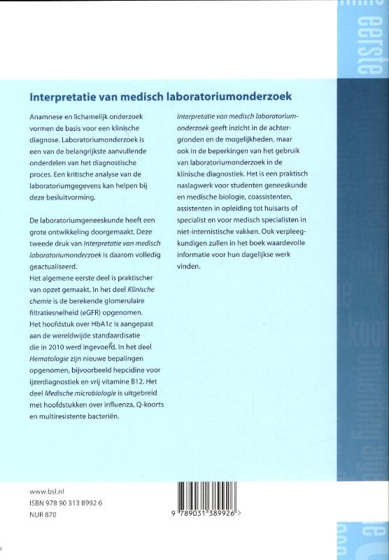 Achterkant van Interpretatie van medisch laboratoriumonderzoek