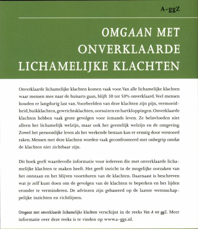 Achterkant van Omgaan met onverklaarde lichamelijke klachten