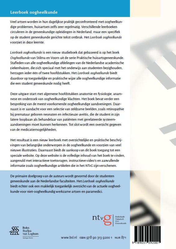 Achterkant van Leerboek oogheelkunde